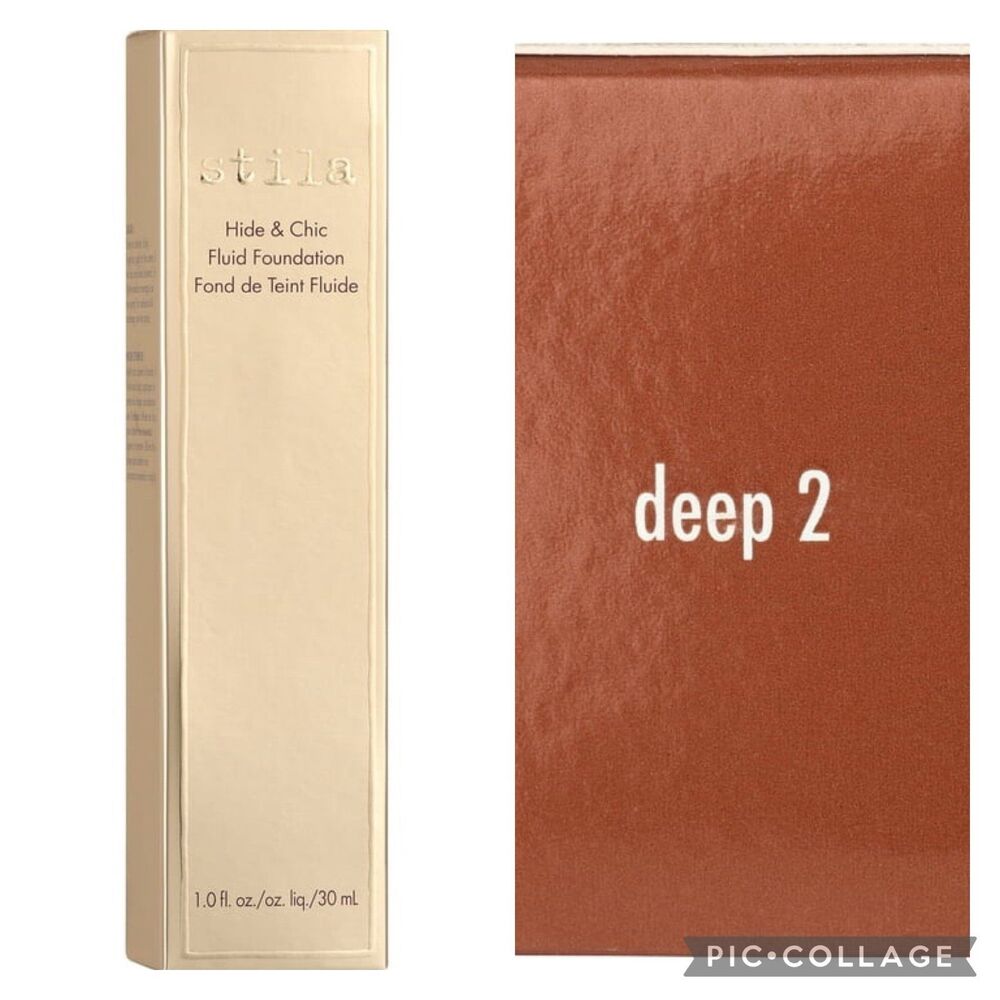 New Stila Hide & Chic Fluid Foundation Cosmetic Makeup, Deep 2